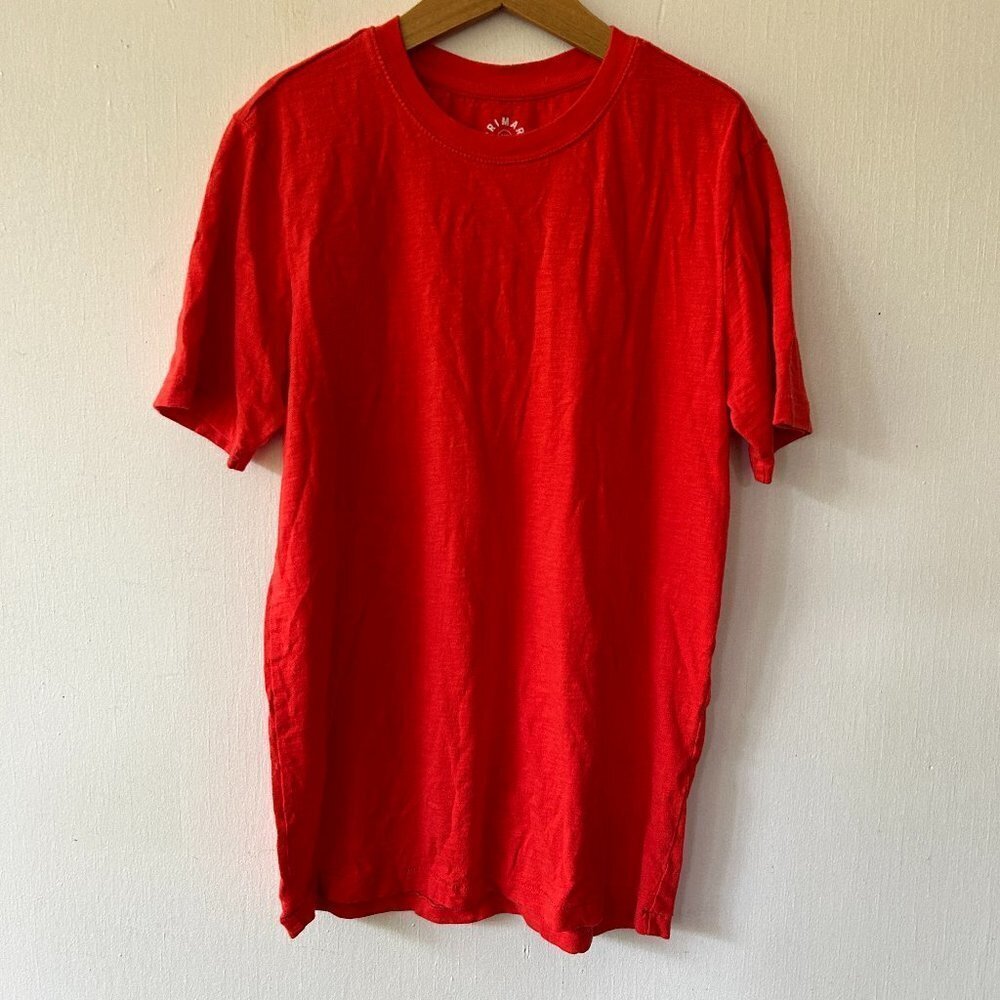 Primary Basic Cotton T-shirt Womens XS Red Orange Crew Neck Short Sleeve‎